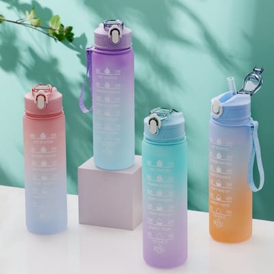 Sticlă de apă de 1 litru Sticla de apă motivațională pentru sport Sticle rezistente la scurgeri de băut în aer liber Călătorie pentru sală de gimnastică, ulcioare de fitness pentru căni de bucătărie