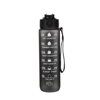 1 litro vandens butelis Motyvuojantis sportinis vandens butelis Neperšlampami buteliai gėrimui, kelionės lauke, sporto salė, fitneso ąsočiai virtuvės puodeliams