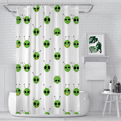 Aranyos fürdőszobai zuhanyfüggönyök Alien ET Space vízálló válaszfal Egyedi lakberendezési fürdőszobai kiegészítők