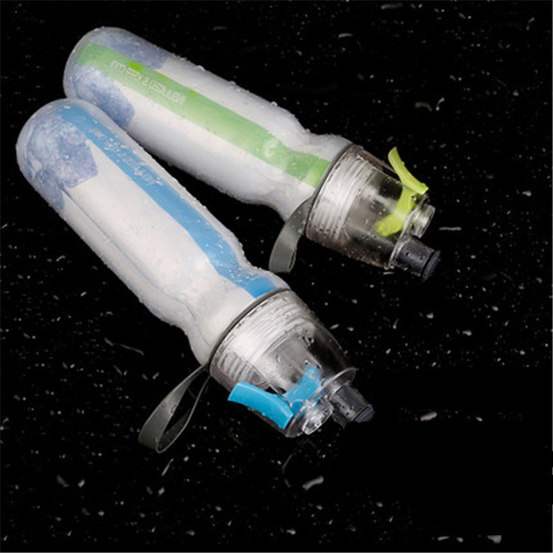 Hoida jahedas, isoleeritud rattaspordi veepudeli pihusti udu pigistatav pudel 500 ml udune kaasaskantav kahekorruseline välisprei