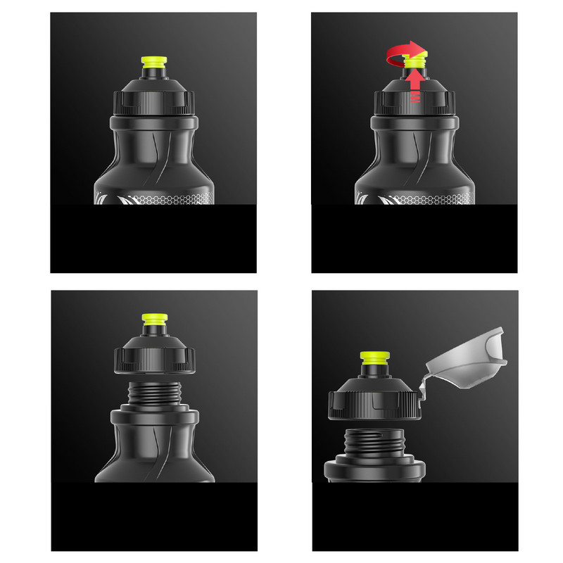 Kerékpáros Fitness Vízi Kupa Kerékpár Squeeze Élelmiszer minőségű PP műanyag vizes palack porálló fedéllel Kerékpáros vizes palack