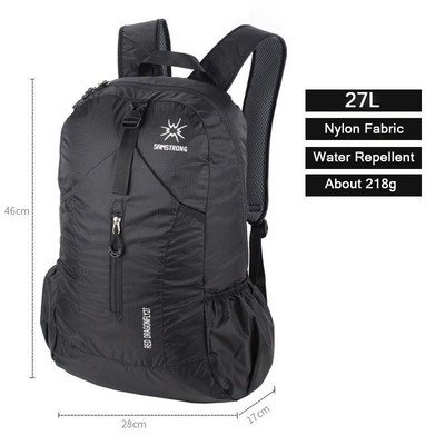 27L Υπερελαφρύ Αδιάβροχο Σακίδιο Πεζοπορίας Ορειβασίας Κατασκήνωσης Μεγάλης χωρητικότητας Εξωτερική αναδιπλούμενη φορητή τσάντα ταξιδιού