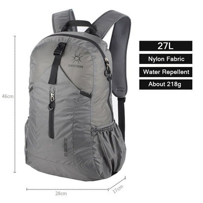 27L Υπερελαφρύ Αδιάβροχο Σακίδιο Πεζοπορίας Ορειβασίας Κατασκήνωσης Μεγάλης χωρητικότητας Εξωτερική αναδιπλούμενη φορητή τσάντα ταξιδιού