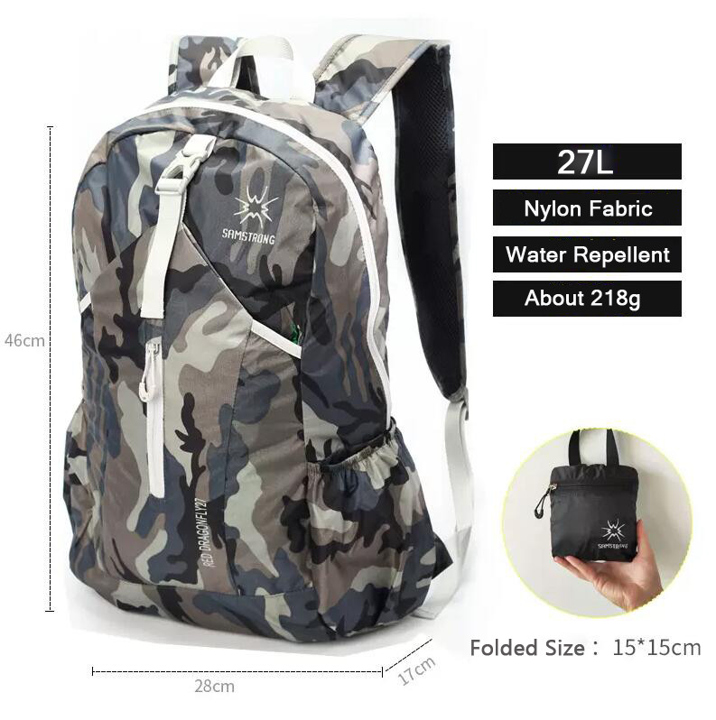 27L Υπερελαφρύ Αδιάβροχο Σακίδιο Πεζοπορίας Ορειβασίας Κατασκήνωσης Μεγάλης χωρητικότητας Εξωτερική αναδιπλούμενη φορητή τσάντα ταξιδιού