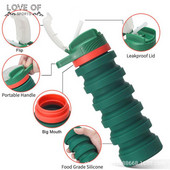 Uus 550 ml kaasaskantav kokkupandav veepudel, silikoonist kokkupandav kaanega kokkuklapitav tass välireisidele mõeldud veetassis spordijõusaalijooks