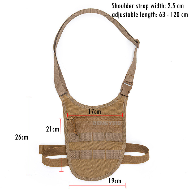 Taktikai válltáska Katonai Molle Lövés Vadászat Hónalj Rejtett Heveder Táskák Férfi Kültéri Lopásgátló Keresztes táskacsomagok