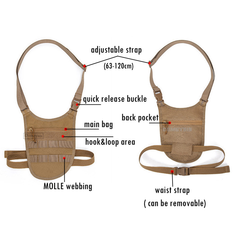 Taktikai válltáska Katonai Molle Lövés Vadászat Hónalj Rejtett Heveder Táskák Férfi Kültéri Lopásgátló Keresztes táskacsomagok