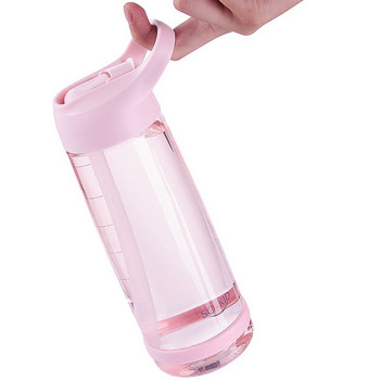Бутилка за вода на открито със сламка Спортни бутилки Устойчиви на течове Екологични деца Училище с капак Туризъм Къмпинг Пластмаса Без BPA