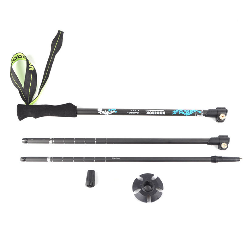 1 τμχ KODENOR Μπαστούνι από ανθρακονήματα Τηλεσκοπικό 3 τμημάτων Εξωτερική Κλειδαριά Πτυσσόμενη Ελαφρύ 63-135 cm Ευθεία Λαβή