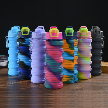 Πολύχρωμο μπουκάλι νερού 500ML στεγανό πτυσσόμενο βραστήρα σιλικόνης Υπαίθριος ορειβάτης πεζοπορίας γραφείου Κάμπινγκ φορητό παιδικό μπουκάλι νερού