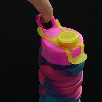 Цветна бутилка за вода 500 мл, херметична сгъваема силиконова кана за планински туризъм на открито, офис, къмпинг, преносима детска бутилка за вода