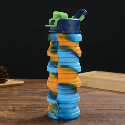 Színes kulacs 500 ml szivárgásmentes összehajtható szilikon vízforraló kültéri hegymászó túrázás irodai kemping hordozható gyerek kulacs