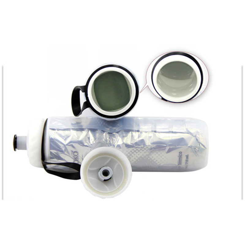 Ciclism Presare Sticla de apă Sporturi în aer liber Camping Bicicletă Plastic Păstrează Apa Rece Sticlă Sticlă de izolare cu două straturi U0001