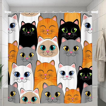 Κουρτίνες μπάνιου ζώων Αδιάβροχο ύφασμα Κουρτίνες μπάνιου για κατοικίδια Ζώα πολύχρωμες υπέροχες κουρτίνες Διακόσμηση μπάνιου για μπανιέρα
