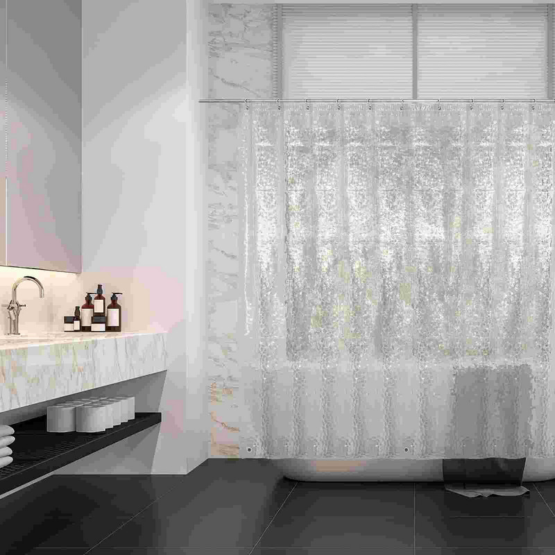 Dušo užuolaidos EVA maudymosi užuolaidos Vonios kambarys Dušo užuolaidų pamušalas metalinis įvorės skylės su 12 plastikinių kabliukų