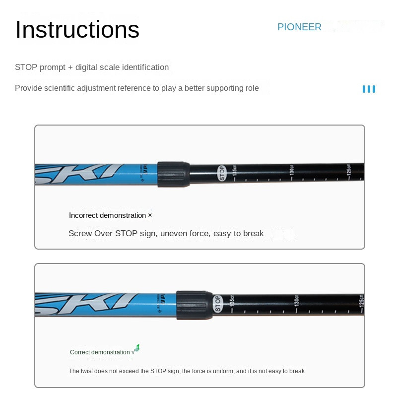 Pioneer ultralaki sklopivi višenamjenski štap za planinarenje, prijenosni anti-shock alpenstock štap za hodanje po snijegu, penjanje na otvorenom, planinarenje