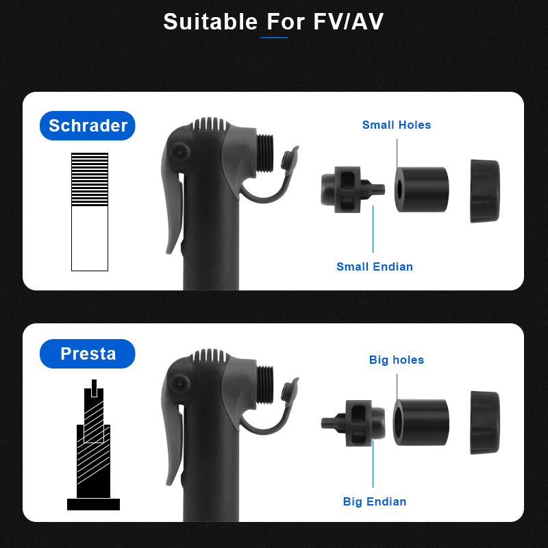 Nešiojamas dviračio siurblys mini lengvas dviračių rankinis oro siurblys aukšto slėgio rutuliniam kalnų dviračiui padangų pripūtimui Schrader Presta vožtuvas