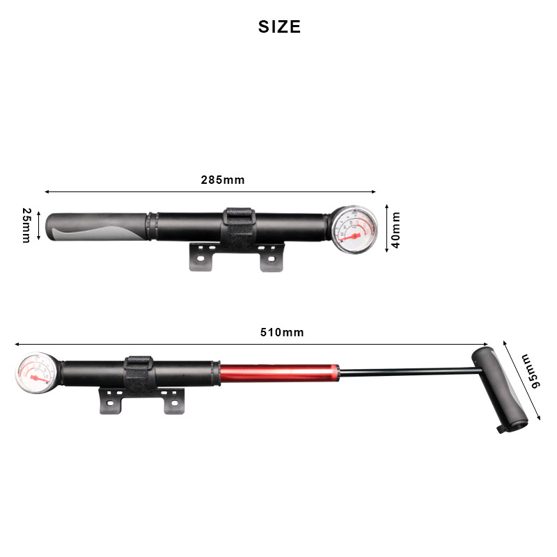 Pumpa za bicikl Mini prijenosni MTB cestovni bicikl Pumpa za gume od aluminijske legure Pumpa za napuhavanje bicikla Presta Pumpe s crijevom s manometrom