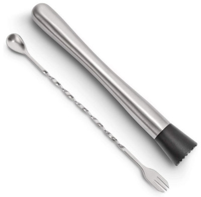 Roostevabast terasest kokteilisegaja ja segamislusikaga koduriba tööriistakomplekt – valmistage maitsvaid mojitosid ja muid puuviljapõhiseid jooke