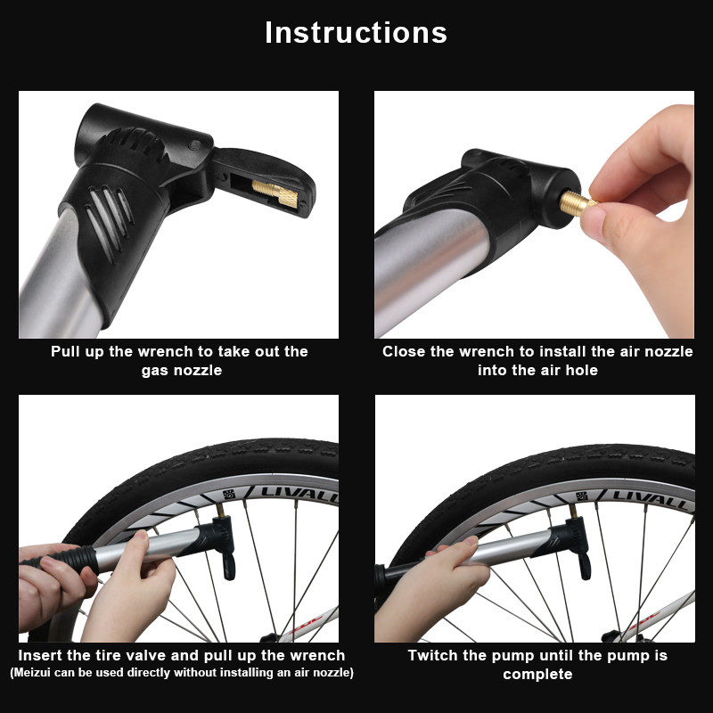 Pompă de aer manuală pentru ciclism Mini pompă portabilă pentru bicicletă Gonflator pentru pneuri cu minge de călărie Valve Schrader Presta Accesorii pentru bicicletă de drum pentru MTB