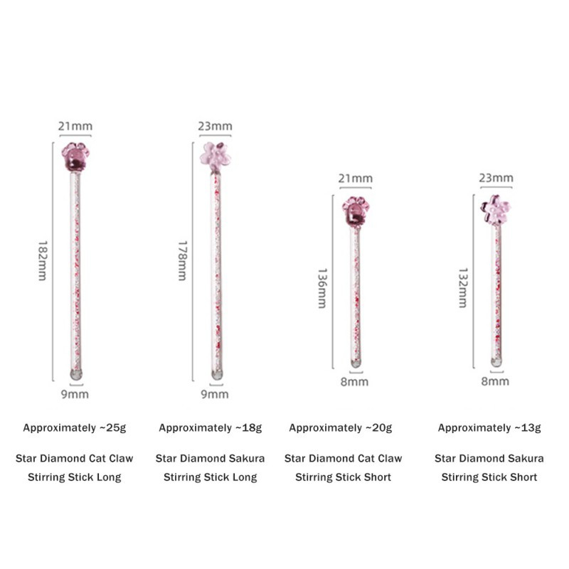 Vyšnių gėlių katės letena žvaigždė deimantinis maišymo strypas, blizgus stiklas, širdies formos vyšnios formos dizaino maišyklė, gėrimų įrankiai