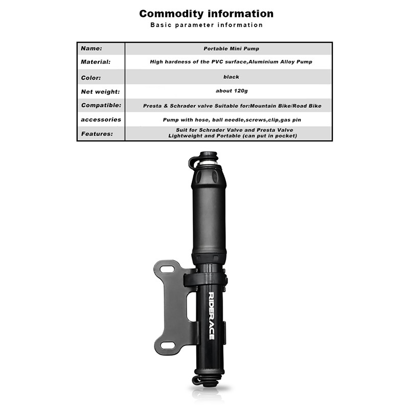 Φορητή αντλία ποδηλάτου υψηλής πίεσης Ανθεκτική αντλία αέρα ποδηλάτου δρόμου Αντλία βαλβίδας φουσκώματος ελαστικών από κράμα αλουμινίου Συμπαγής βουνίσιο παιχνίδι με μπάλα