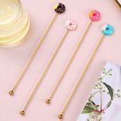 4 bucăți băț drăguț în formă de gogoașă din oțel inoxidabil Swizzle stick cu cap rotund amestecare cocktail cafea agitatoare desene animate bar instrument de amestecare