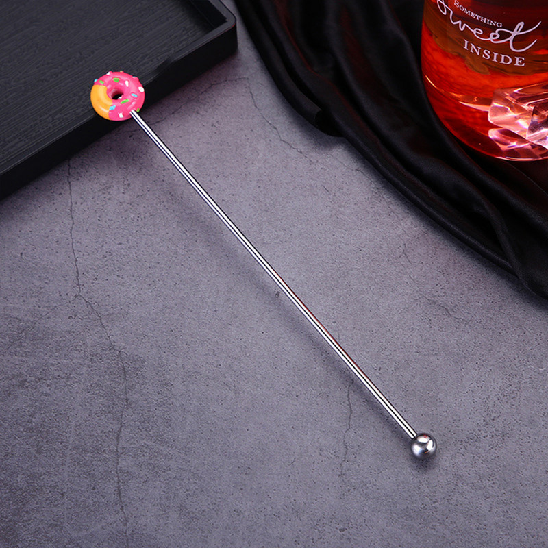 4 vnt. mielas lazdelės spurgos formos nerūdijančio plieno sukamas pagaliukas kokteilių maišymo kavos maišyklės animacinių filmų juostos maišymo įrankis