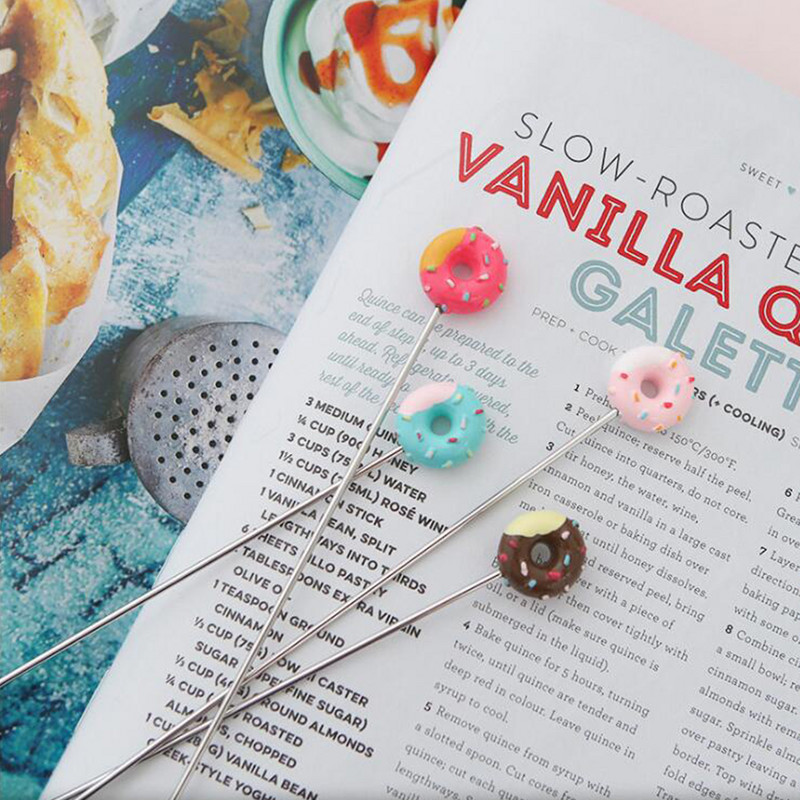 4 vnt. mielas lazdelės spurgos formos nerūdijančio plieno sukamas pagaliukas kokteilių maišymo kavos maišyklės animacinių filmų juostos maišymo įrankis