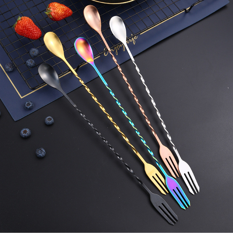 Kūrybiškas ilgas spiralinis kokteilių šaukštas nerūdijančio plieno viskio vyno maišymo šaukštas purtytuvas maišyklės maišyklės baro priedai