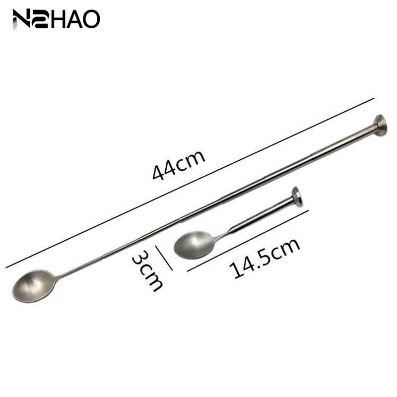 1PC Лъжица за разбъркване от неръждаема стомана Прибираща се мини телескопична лъжица Пръчка за бъркалка с дълга дръжка за кафе и мляко
