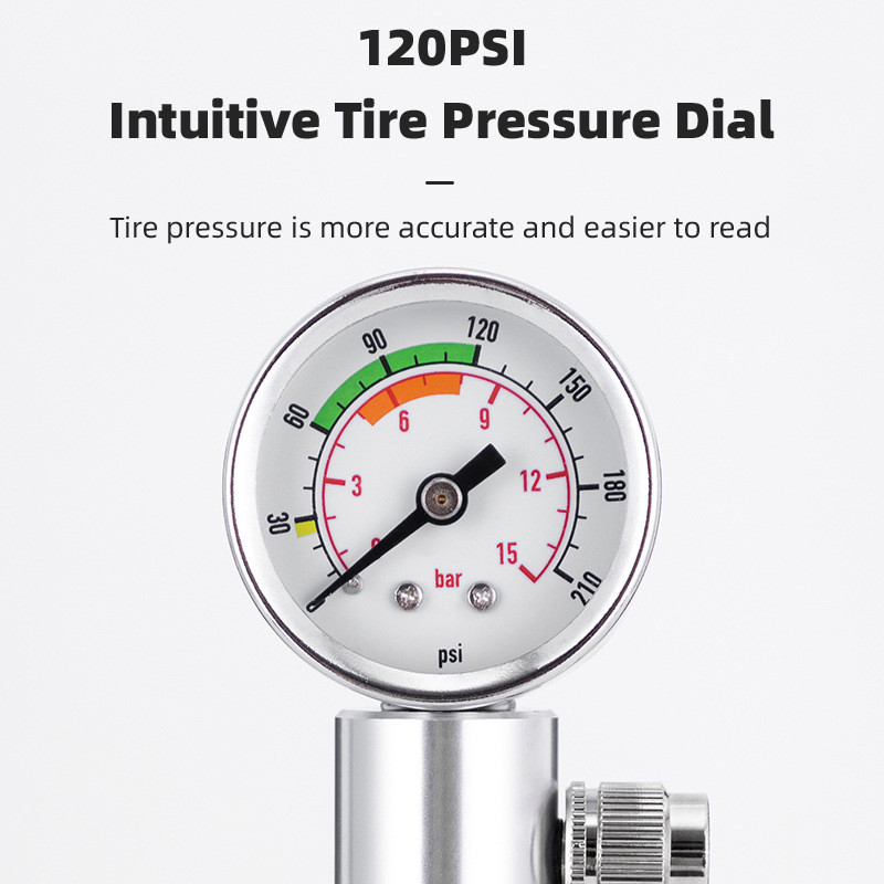 Dviračio siurblys su slėgio matuokliu Nešiojamas dviračio siurblys Mini rankinis siurblys Daugiafunkcis dviračių oro siurblys rutulinis žaislinis padangų pripūtimas