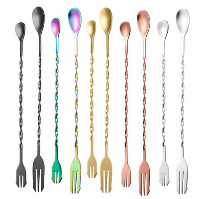 Ανοξείδωτο ατσάλι Stir Bar Spoon Mixing Ounces Cocktail Spoon Spiral Pattern Bartender Tools Teadrop Spoon Bar Tool