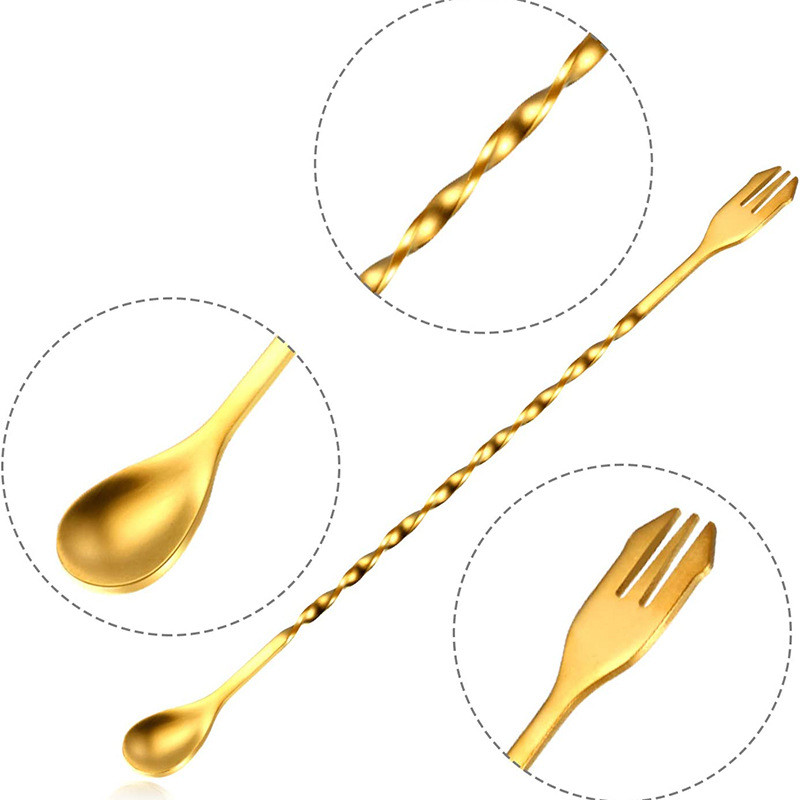 Ανοξείδωτο ατσάλι Stir Bar Spoon Mixing Ounces Cocktail Spoon Spiral Pattern Bartender Tools Teadrop Spoon Bar Tool
