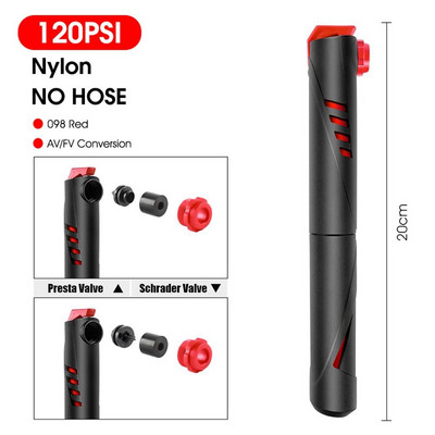 Minirattapump nailon-alumiiniumsulamist jalgratta käsikuuli rehvipump Schrader Presta Valve MTB maanteeratta õhupump