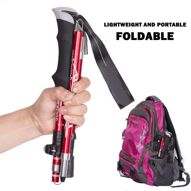 Kültéri összecsukható túrabotok Kemping Hordozható túrabotok 5 szekciós Ultrakönnyű teleszkópos túramankók