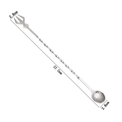 32 cm ilgos rankenos kokteilinė spiralinė maišymo šaukšto šakutė nerūdijančio plieno viskio maišyklė Barmeno maišytuvai virtuvės baro priedai