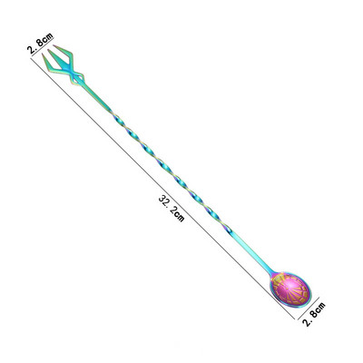 32 cm ilgos rankenos kokteilinė spiralinė maišymo šaukšto šakutė nerūdijančio plieno viskio maišyklė Barmeno maišytuvai virtuvės baro priedai