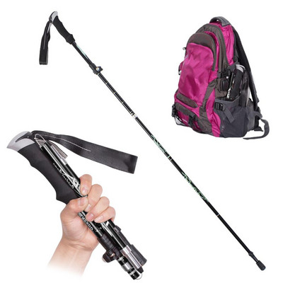 Baston de drumeție pliabil, 5 secțiuni, telescopic ultra-ușor, din aliaj de aluminiu, baston de drumeție în aer liber, livrare picătură
