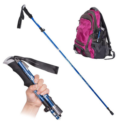 Baston de drumeție pliabil, 5 secțiuni, telescopic ultra-ușor, din aliaj de aluminiu, baston de drumeție în aer liber, livrare picătură