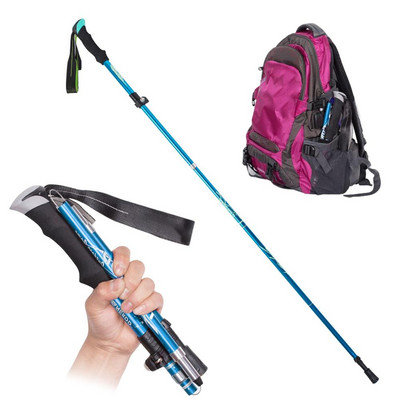 Baston de drumeție pliabil, 5 secțiuni, telescopic ultra-ușor, din aliaj de aluminiu, baston de drumeție în aer liber, livrare picătură