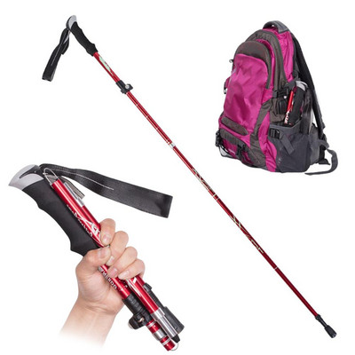 Baston de drumeție pliabil, 5 secțiuni, telescopic ultra-ușor, din aliaj de aluminiu, baston de drumeție în aer liber, livrare picătură