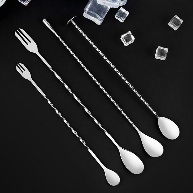 Kokteilių baras Maišymo šaukštai Spiralinio rašto gėrimų plaktuvas Maišymo šaukštai Matiniai nerūdijančio plieno stalo reikmenys Virtuvės baro priedai Įrankiai