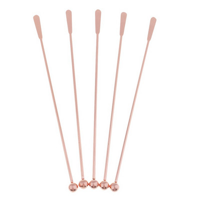 5 tk roostevabast terasest segaja jookide segajad, segamiskokteil Swizzle pulk-roosi kuld-sirge riba, 19 cm