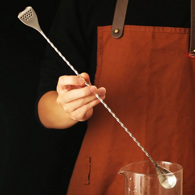 Спирална дръжка от неръждаема стомана Коктейлна лъжица Барман Лъжица за смесване Шейкър за напитки Muddler Бъркалка Barware Кухненски аксесоари