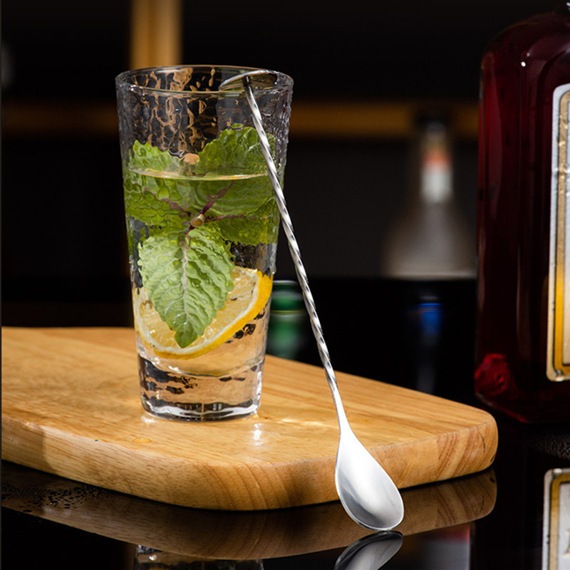 Висококачествена неръждаема стомана Коктейлни спираловидни лъжици Напитка Уиски Muddler Бъркалка Усукана барманска лъжица за смесване Бар Аксесоари