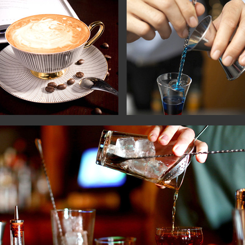 Неръждаема стомана Rose Gold Black Sliver Бар Лъжици Миксер за коктейлни напитки Muddler Цедка за лед Коктейл Шейкър