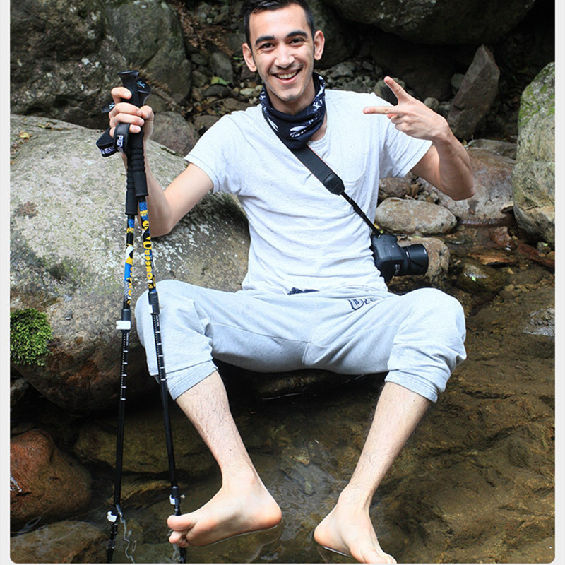 1Pora šiaurietiško ėjimo lazdos, teleskopinės Alpenstock aliuminio lydinio 7075 išorinės užraktas, trekingas, slidinėjimas, laipiojimo lazda senderismo