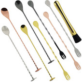 Rose Gold Black Sliver Bar Лъжици Миксер за коктейлни напитки Muddler от неръждаема стомана Цедка за лед Коктейл Шейкър