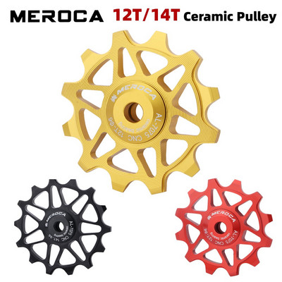 MEROCA Ceramic Pulleys 12/14T Bicycle Derailleur 9v 10v 11v Rear Derailleur Mtb Pulleys Wheel Ceramic Bearing Road Mountain Bike